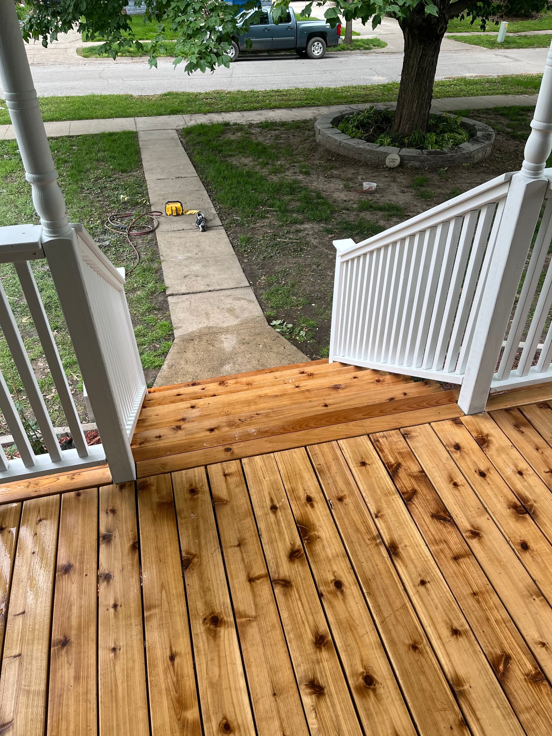 Gallery photos for Front Porch Rebuild with Fresh Cedar Decking and New Stairs: Image #3